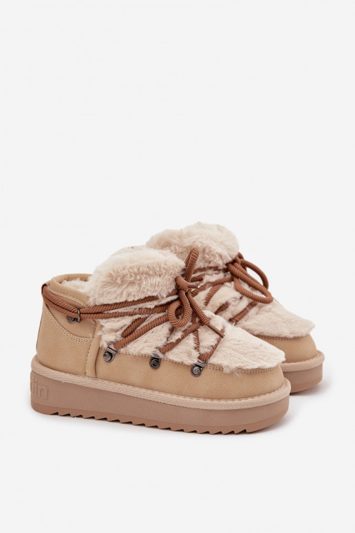 Botas de nieve infantiles color arena con forro de piel D.Franklin DFSH370011