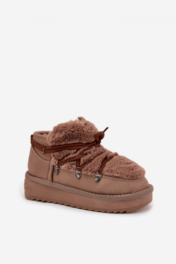 Botas de nieve infantiles marrones con forro de piel D.Franklin DFSH370011