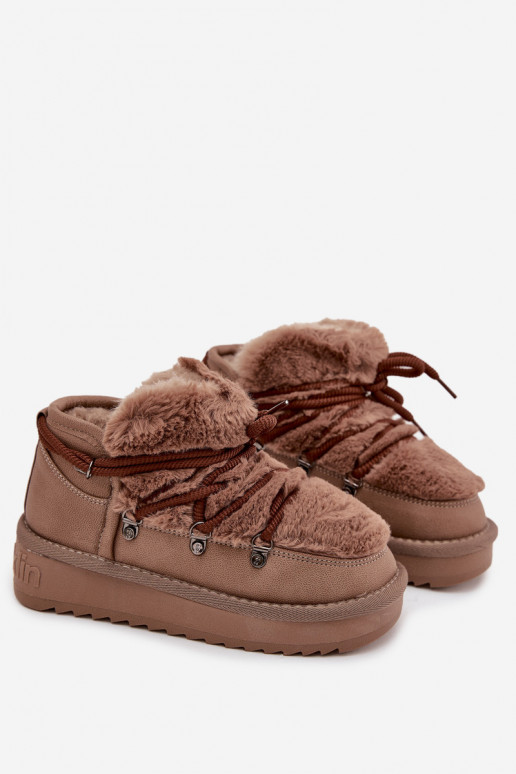 Botas de nieve infantiles marrones con forro de piel D.Franklin DFSH370011