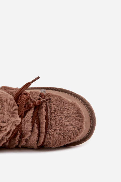 Botas de nieve infantiles marrones con forro de piel D.Franklin DFSH370011