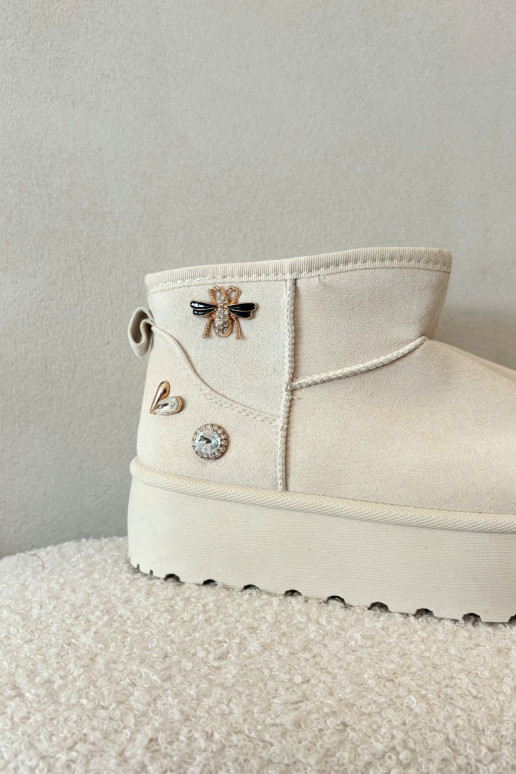 Botas de nieve para mujer con plataforma y ganchos en color marfil Tai turielle