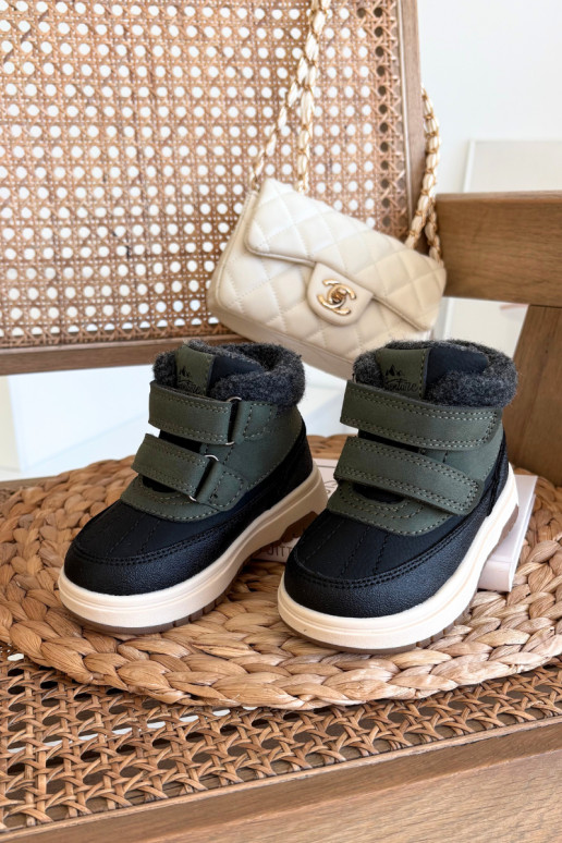 Botas de nieve para niños en colores verde-negro con cierre adhesivo Darlene