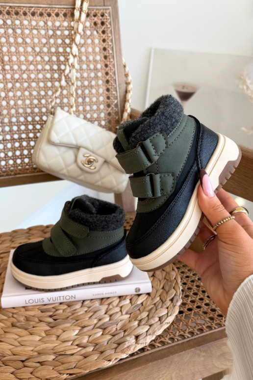 Botas de nieve para niños en colores verde-negro con cierre adhesivo Darlene
