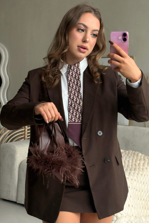 Zapatos de tacón alto con plumas y tacón abierto color chocolate Belice