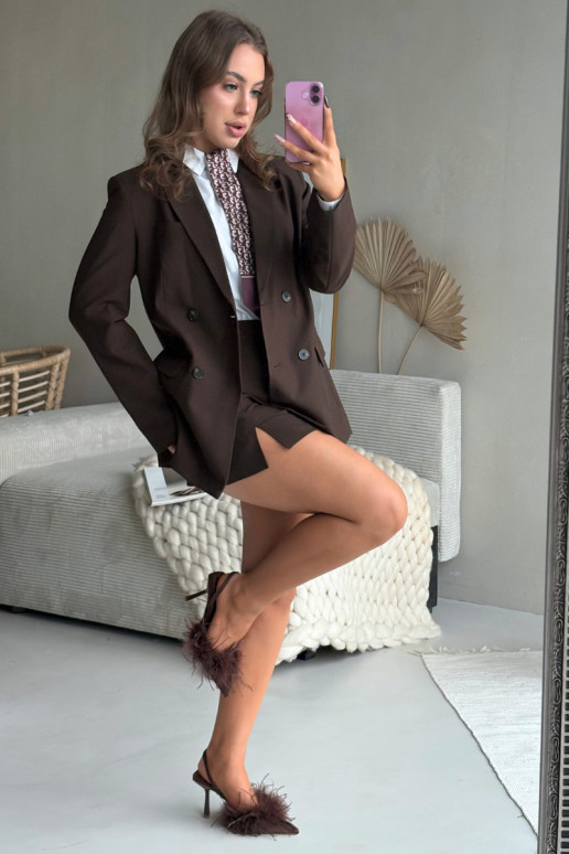 Zapatos de tacón alto con plumas y tacón abierto color chocolate Belice