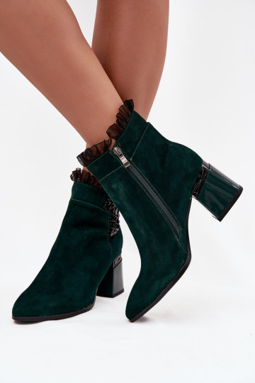 Botines para mujer de ante sintético con adornos D&A MR52-127 color verde botella 2