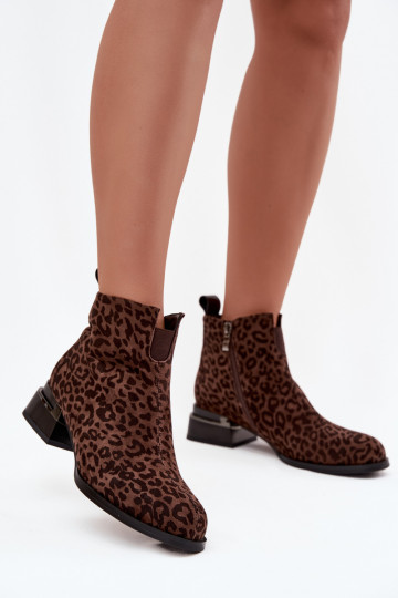 Botines de ante sintético con estampado de leopardo Klocke D&A JC52-852 en marrón