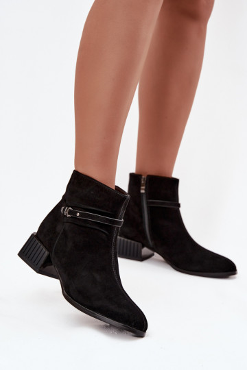 Botines de mujer de ante sintético Klocke cálidos D&A CR52-651 en negro