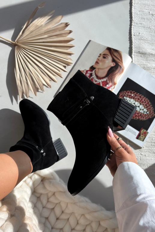 Botines de mujer de ante sintético Klocke cálidos D&A CR52-651 en negro