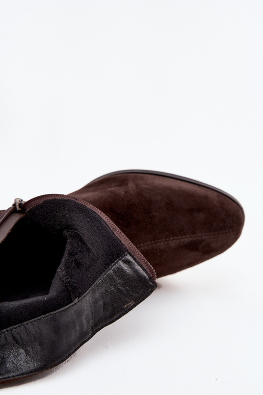 Botines de mujer de ante sintético Klocke cálidos D&A CR52-651 en color chocolate