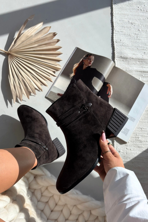 Botines de mujer de ante sintético Klocke cálidos D&A CR52-651 en color chocolate