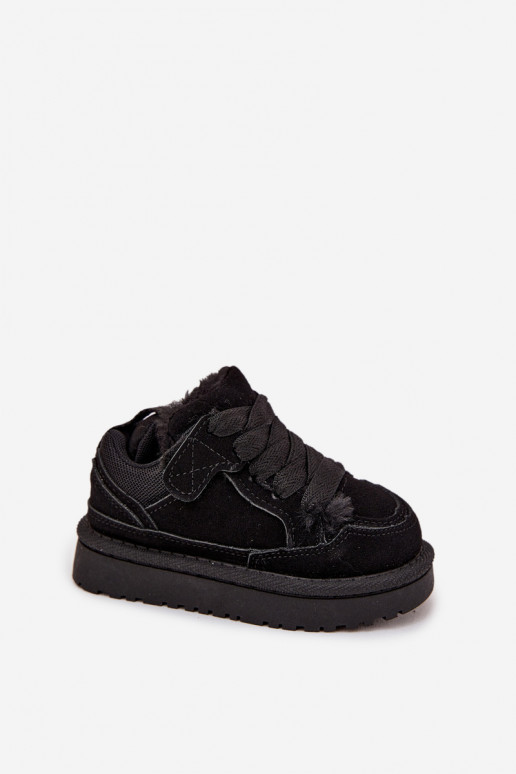 Zapatillas deportivas cálidas para niños color negro con forro de piel Mireen