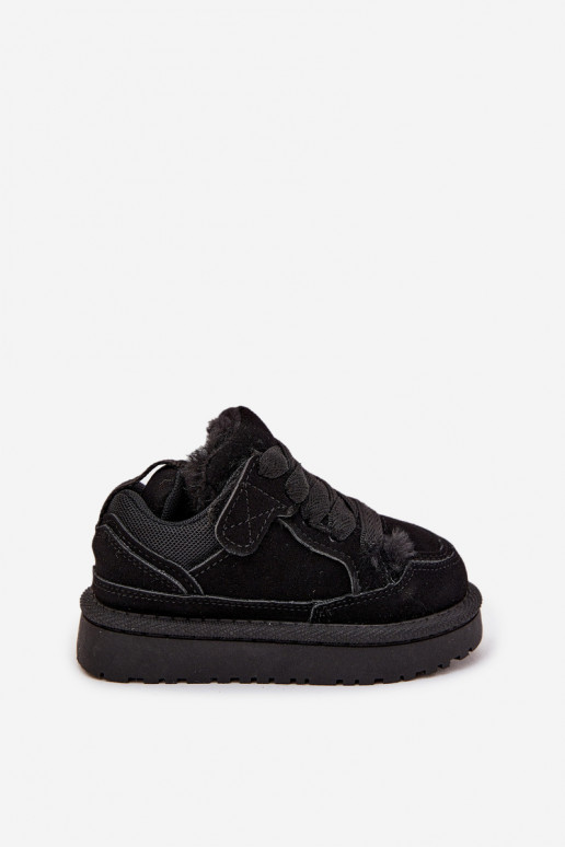 Zapatillas deportivas cálidas para niños color negro con forro de piel Mireen
