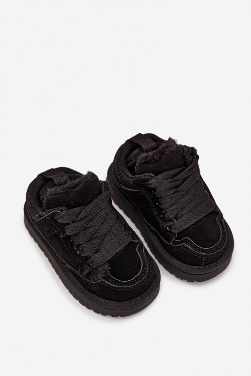 Zapatillas deportivas cálidas para niños color negro con forro de piel Mireen