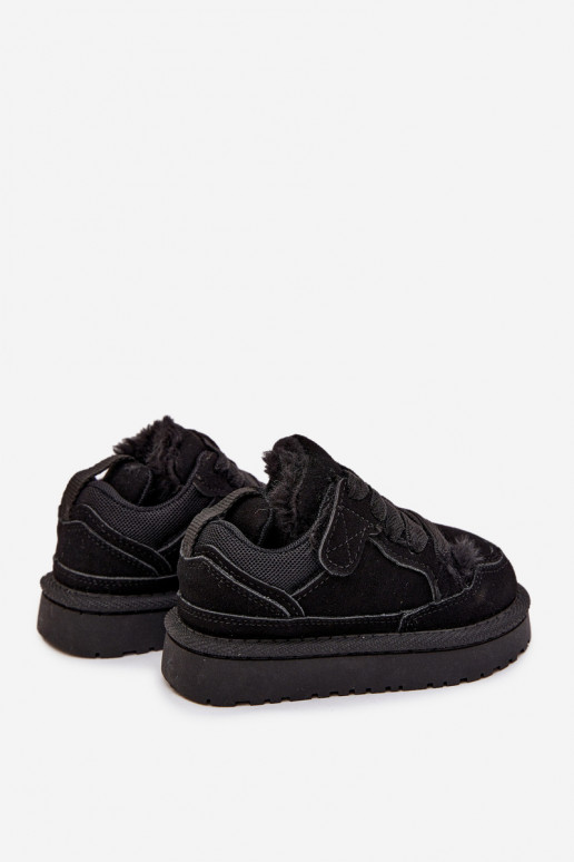 Zapatillas deportivas cálidas para niños color negro con forro de piel Mireen