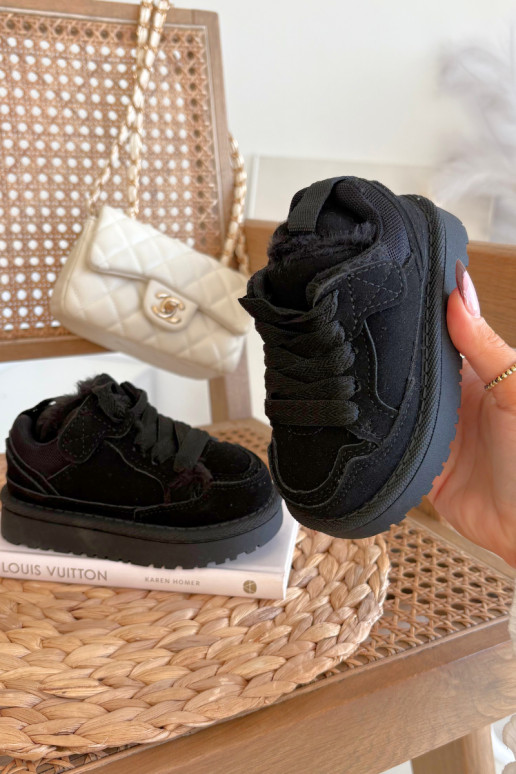 Zapatillas deportivas cálidas para niños color negro con forro de piel Mireen