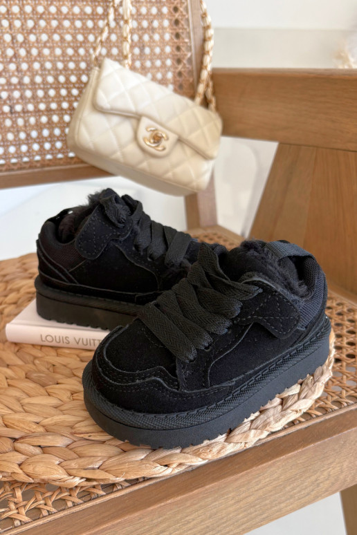 Zapatillas deportivas cálidas para niños color negro con forro de piel Mireen