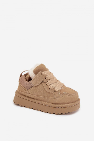 Zapatillas deportivas cálidas para niños color beige con forro de piel Mireen 2