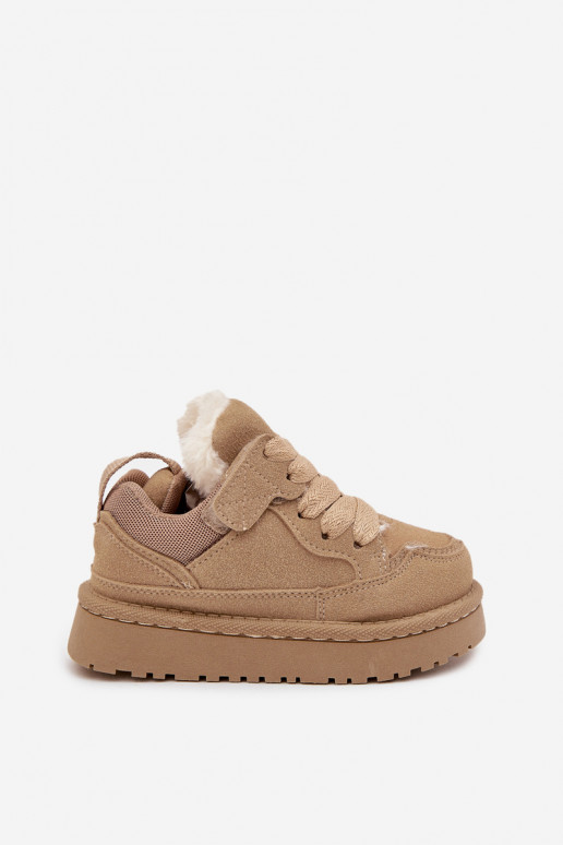 Zapatillas deportivas cálidas para niños color beige con forro de piel Mireen