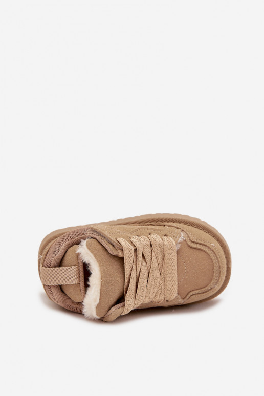 Zapatillas deportivas cálidas para niños color beige con forro de piel Mireen