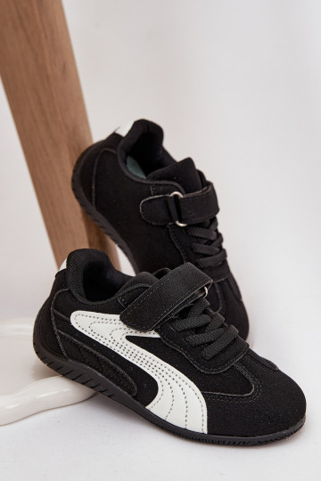 Zapatillas deportivas infantiles con cierre adhesivo en negro y blanco Perrin