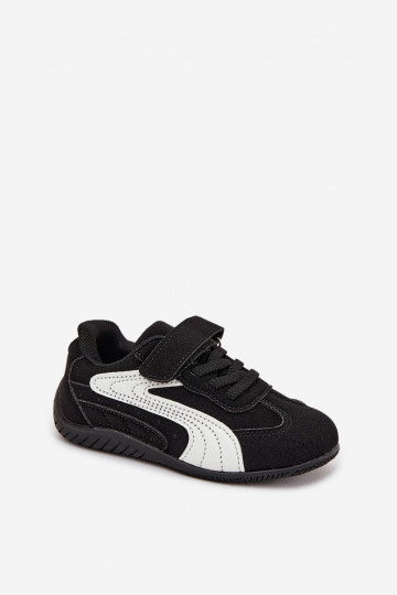 Zapatillas deportivas infantiles con cierre adhesivo en negro y blanco Perrin 2