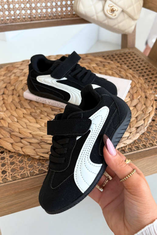 Zapatillas deportivas infantiles con cierre adhesivo en negro y blanco Perrin
