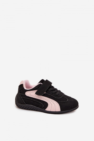 Zapatillas deportivas infantiles con cierre adhesivo en negro y rosa Perrin