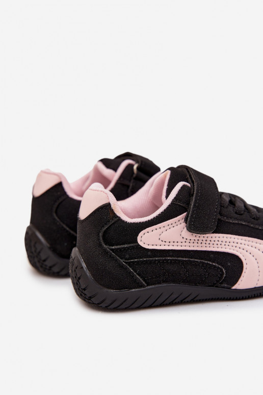 Zapatillas deportivas infantiles con cierre adhesivo en negro y rosa Perrin