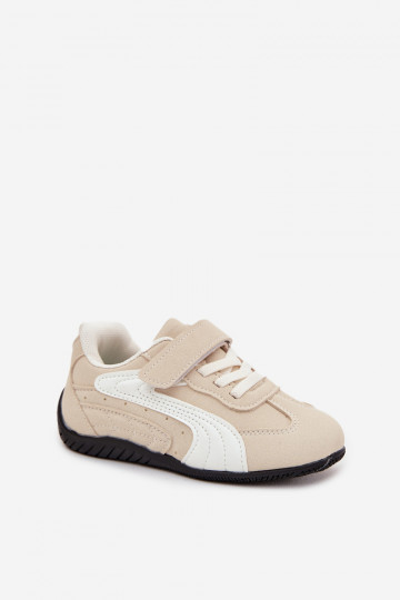 Zapatillas deportivas infantiles con cierre adhesivo color arena Perrin