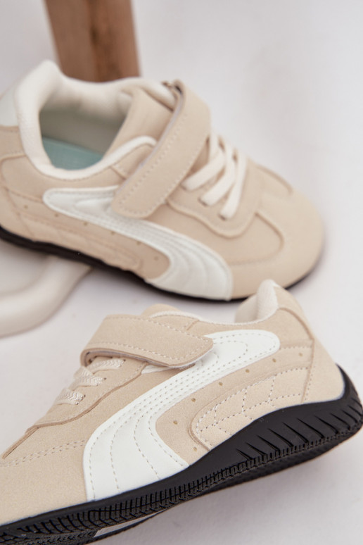 Zapatillas deportivas infantiles con cierre adhesivo color arena Perrin