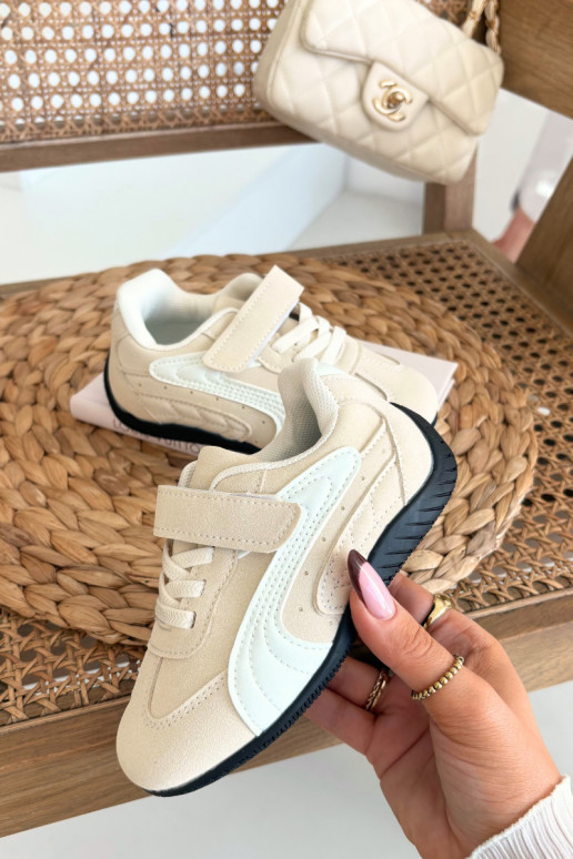 Zapatillas deportivas infantiles con cierre adhesivo color arena Perrin