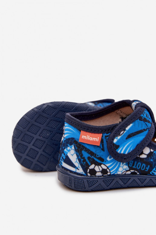 Chanclas infantiles Milami con cierre adhesivo Pelotas color azul oscuro Jasimrra