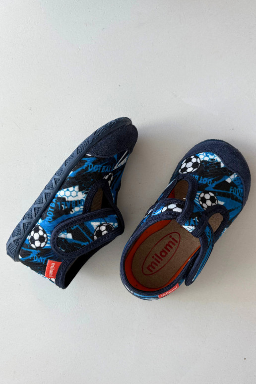 Chanclas infantiles Milami con cierre adhesivo Pelotas color azul oscuro Jasimrra