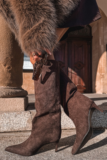 botas de mujerde gamuza ecológicau Un modelo convincente con tacones finos CzekoladoAe Phelin 2