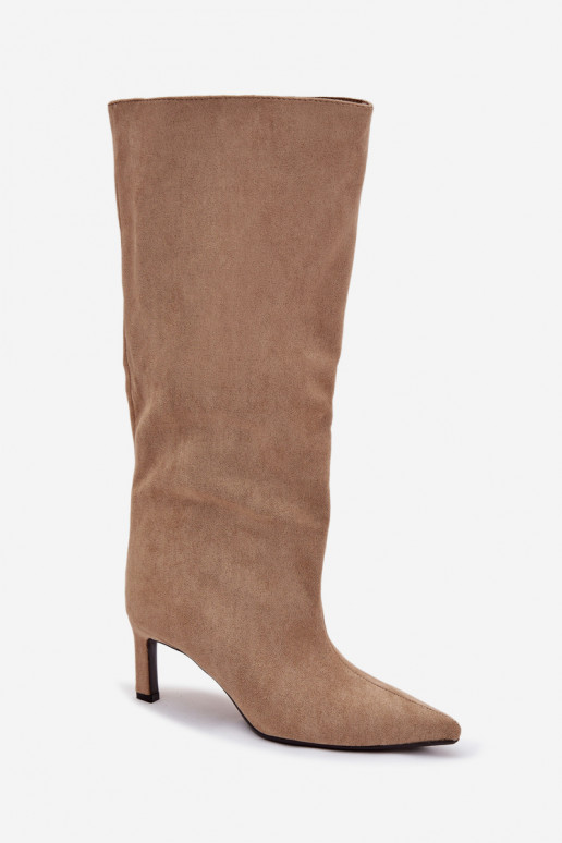 botas de mujerde gamuza ecológicau Un modelo convincente con tacones finos beige Phelin