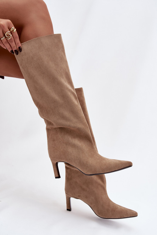 botas de mujerde gamuza ecológicau Un modelo convincente con tacones finos beige Phelin