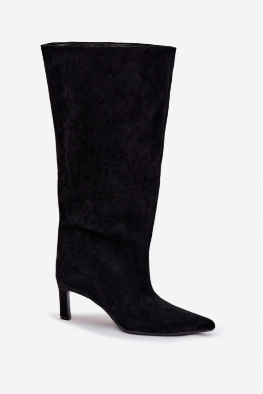 botas de mujerde gamuza ecológicau Un modelo convincente con tacones finos de color negro Phelin