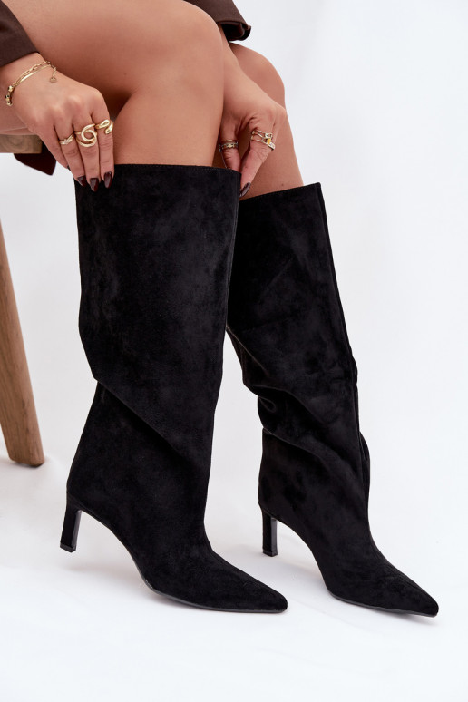 botas de mujerde gamuza ecológicau Un modelo convincente con tacones finos de color negro Phelin