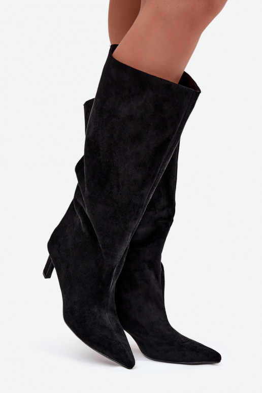 botas de mujerde gamuza ecológicau Un modelo convincente con tacones finos de color negro Phelin