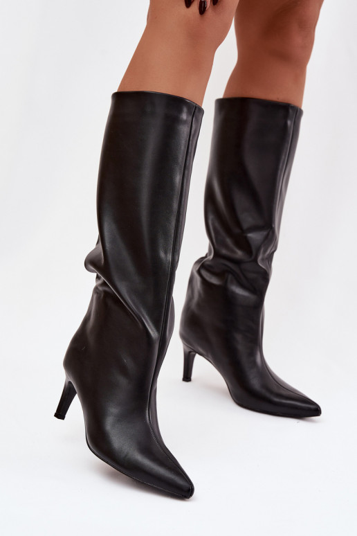 botas de mujer Un modelo convincente con tacones finos Con costura de color negro Olyvia