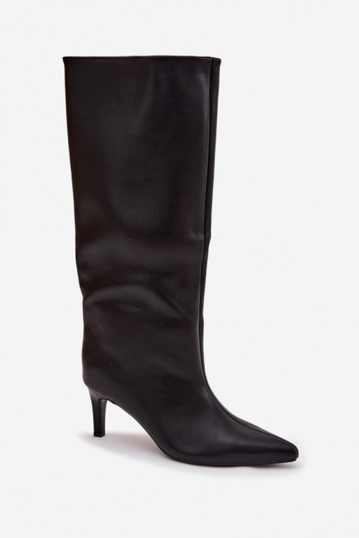 botas de mujer Un modelo convincente con tacones finos Con costura de color negro Olyvia