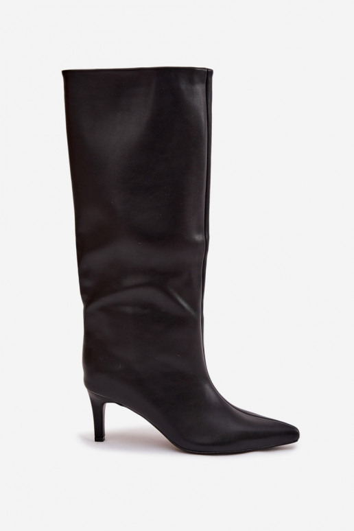 botas de mujer Un modelo convincente con tacones finos Con costura de color negro Olyvia