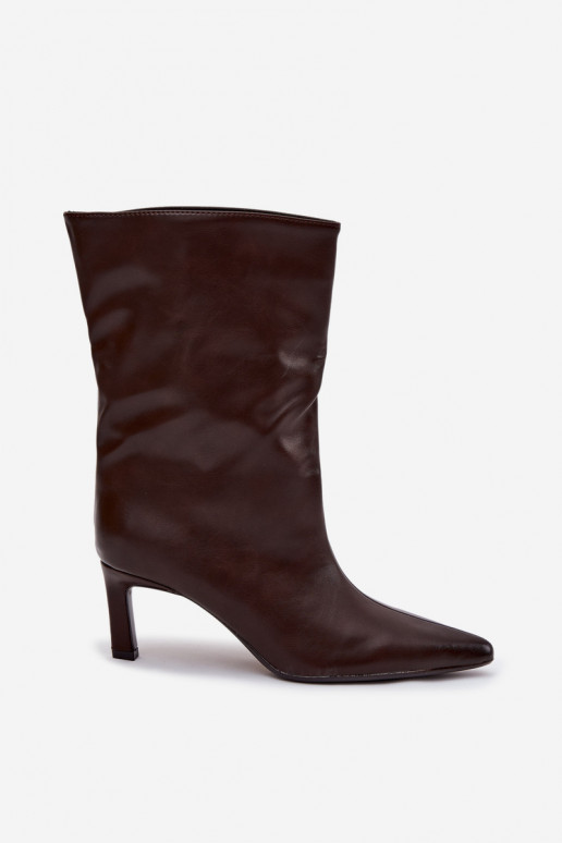 Un modelo convincente Botas de mujer con tacones finos de cuero ecológico CzekoladoAe Norell