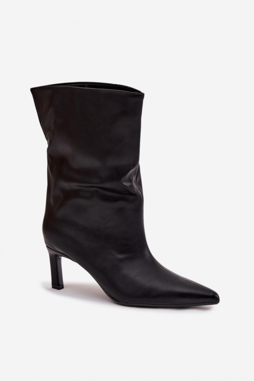 Un modelo convincente Botas de mujer con tacones finos de cuero ecológico de color negro Norell