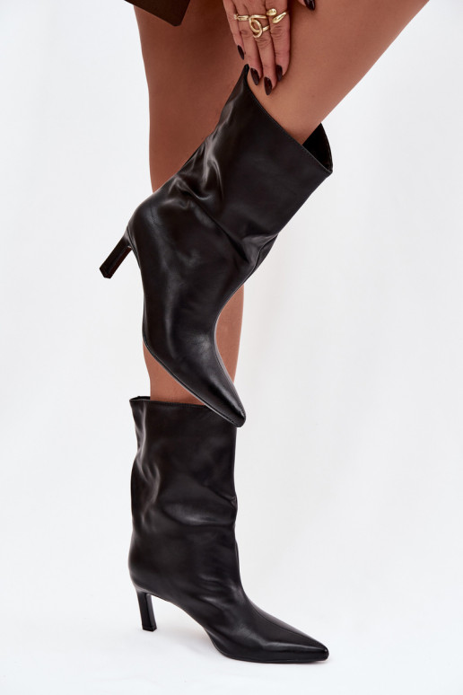 Un modelo convincente Botas de mujer con tacones finos de cuero ecológico de color negro Norell