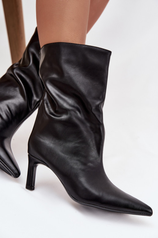 Un modelo convincente Botas de mujer con tacones finos de cuero ecológico de color negro Norell