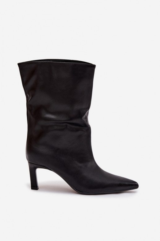 Un modelo convincente Botas de mujer con tacones finos de cuero ecológico de color negro Norell