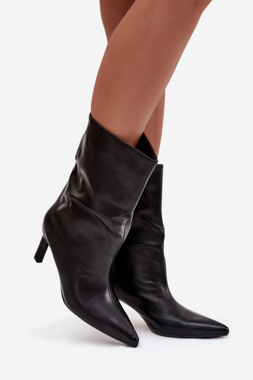 Un modelo convincente Botas de mujer con tacones finos de cuero ecológico de color negro Norell