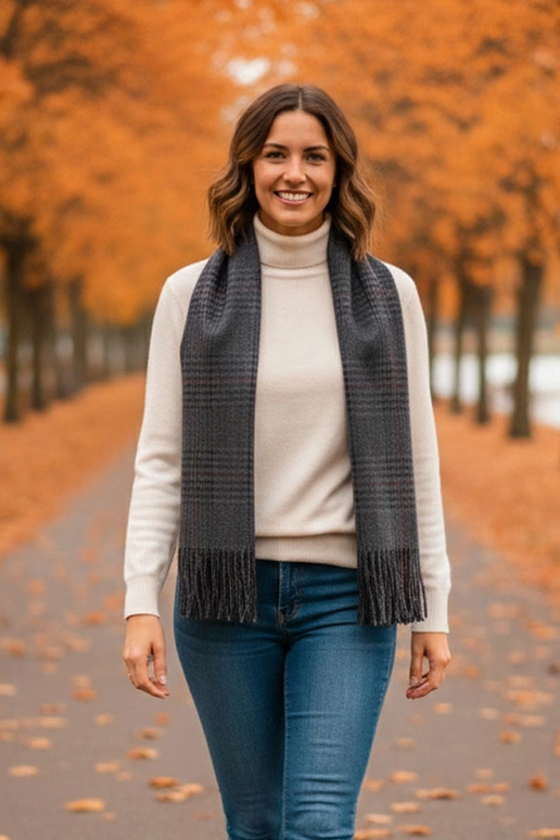 Bufanda femenina gris a cuadros Pirouet